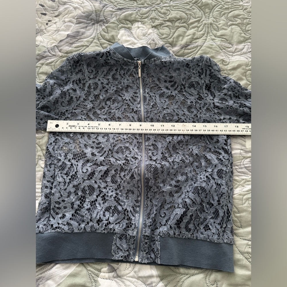 Zara Charcoal Lace Accent Blouse - Picture 7 of 8